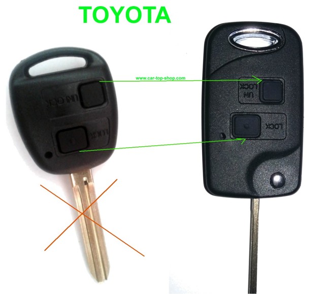 Toyota Umbau-Satz auf Klappschüssel Gehäuse 2-Tasten